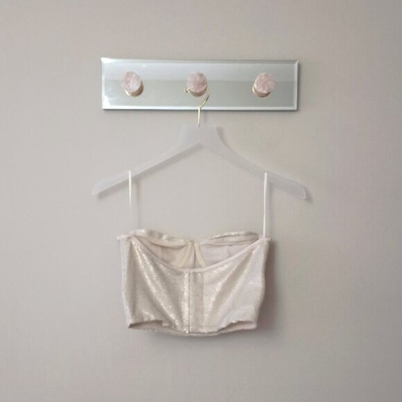 NWOT Zara champagne ecru sequin embellished corset crop top, XS, S, M, or L - Picture 10 of 16